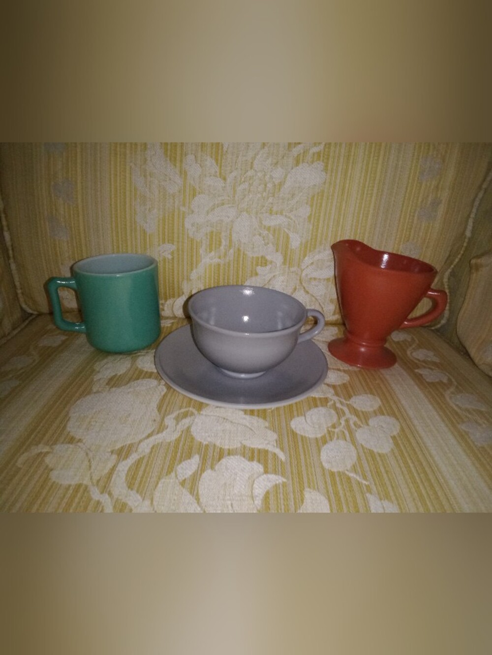 Vintage Hazel Atlas Tea Cup Saucer Creamer Coffee Cup Glass